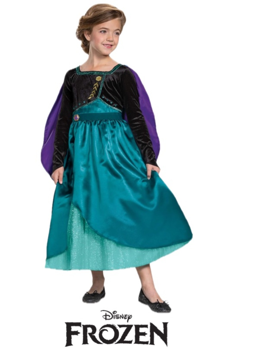 Disney Frozen 2 Anna Costume Deluxe Dress and Cape Outfit, Child Size Small (4-6